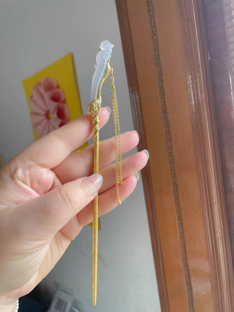 Jadeite Phoenix Hairpin (925 Silver)
