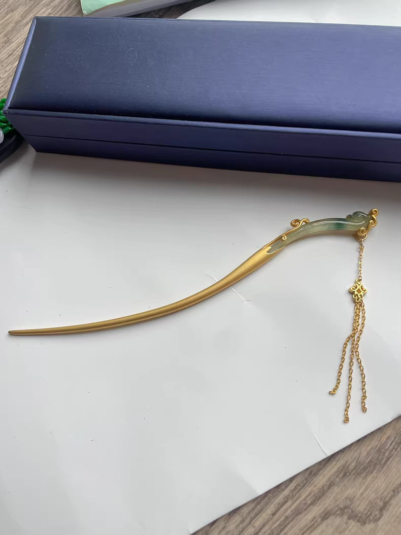 Jadeite Phoenix Hairpin (925 Silver)