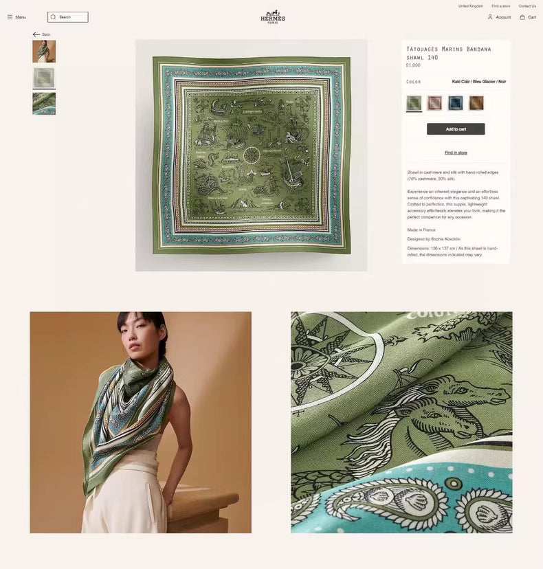 Hermès "Sailor Tattoo Bandana" Shawl