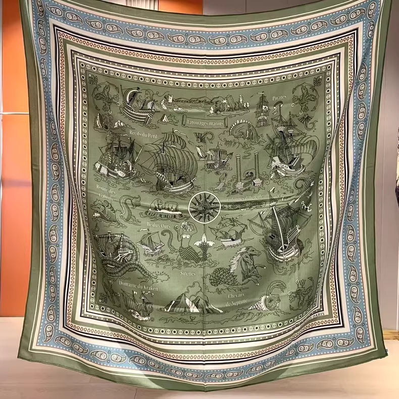 Hermès "Sailor Tattoo Bandana" Shawl
