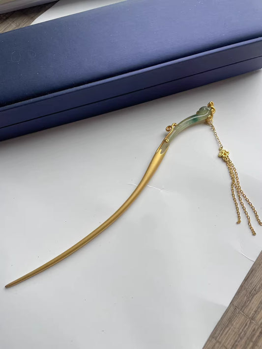 Jadeite Phoenix Hairpin (925 Silver)