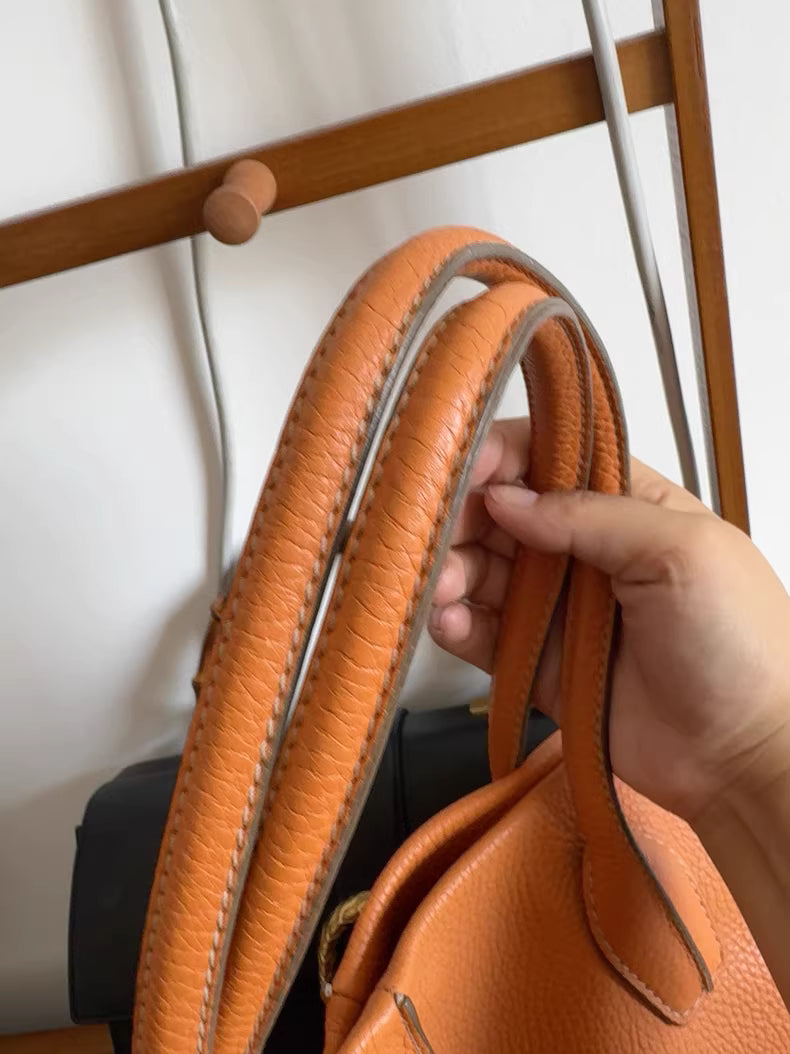 Tod's; Lychee Leather Tote Bag (Orange)