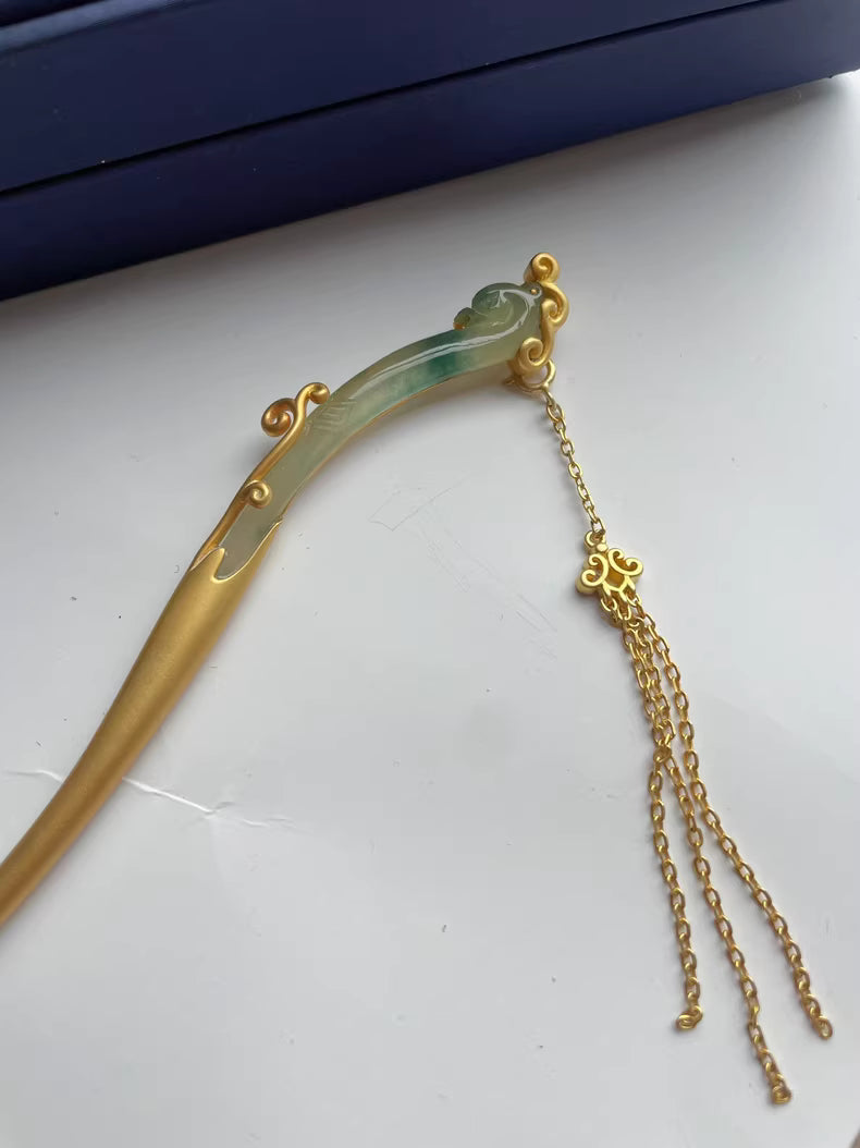 Jadeite Phoenix Hairpin (925 Silver)