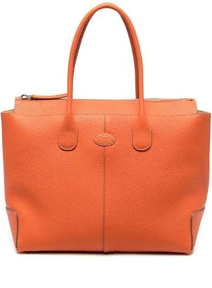 Tod's; Lychee Leather Tote Bag (Orange)